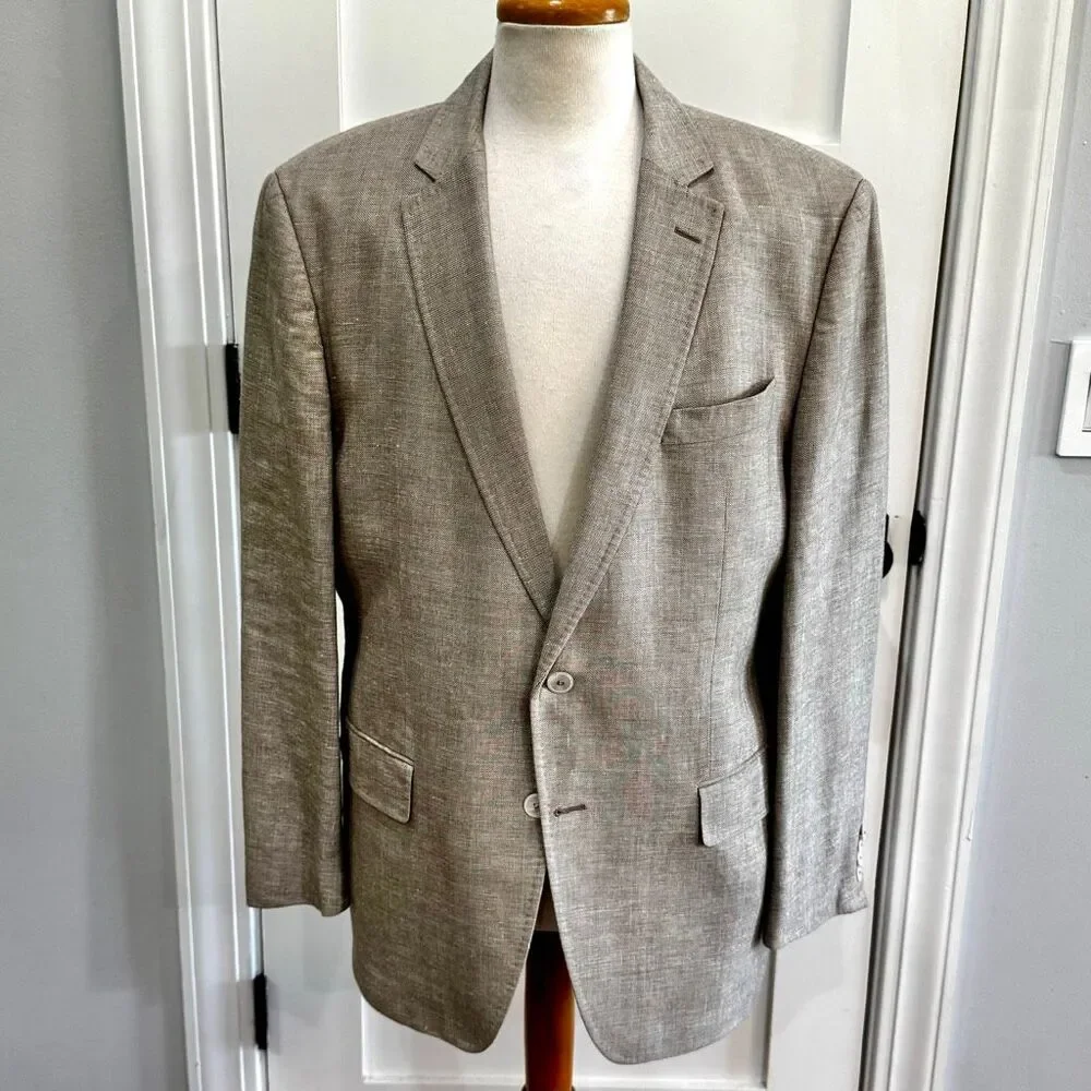 Hugo Boss hutson3  Linen/Wool 2 Button Blazer. Tan. Size 46R